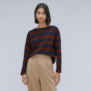 Everlane Striped Navy and Brown Top